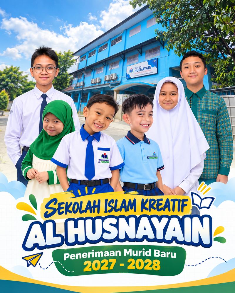 Poster Penerimaan Murid Baru 2027-2028 Sekolah Islam Kreatif Al Husnayain